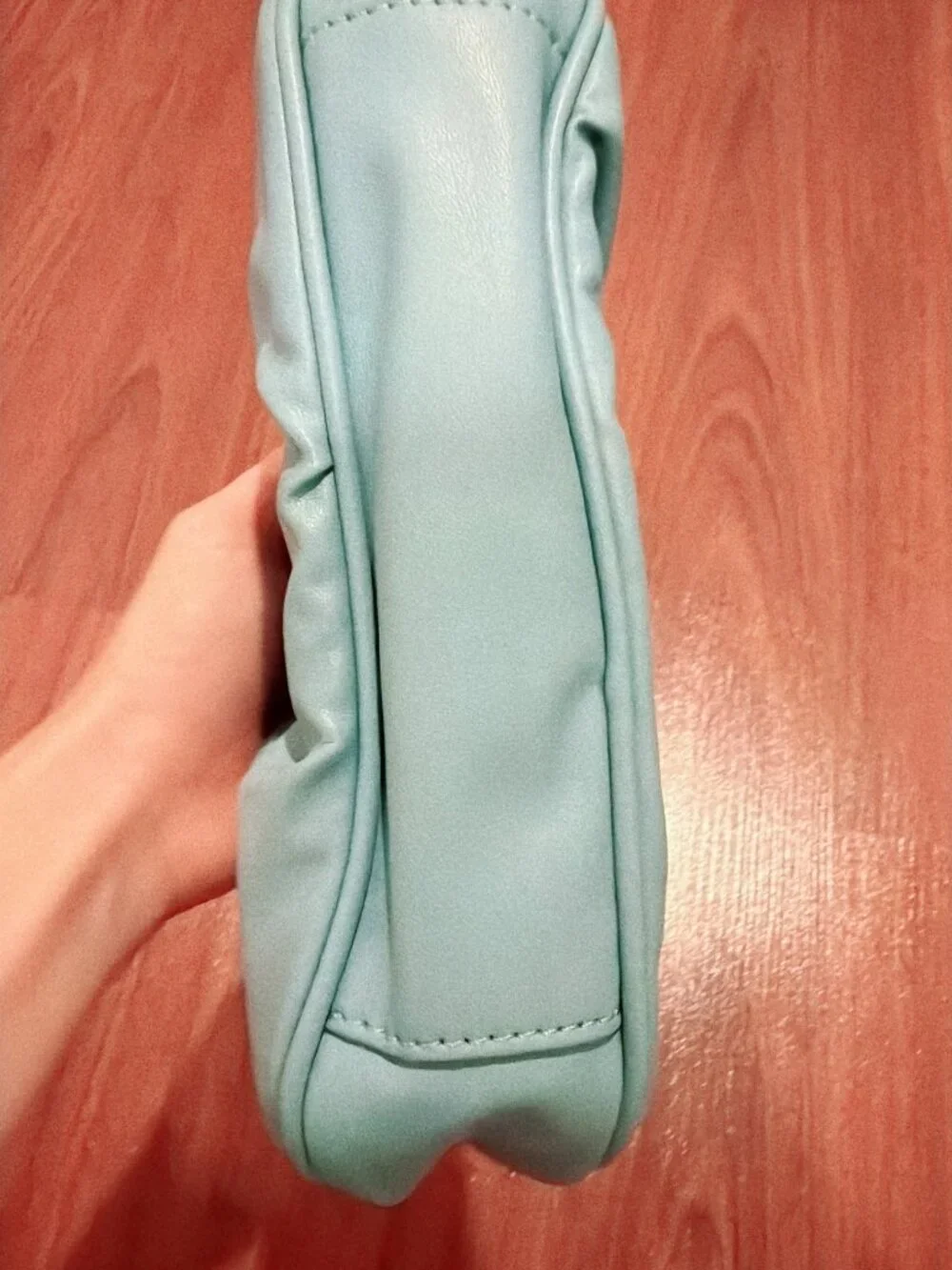 Light Blue Ruched Shoulder Bag Soft Hobo Purse Scrunch Handle
